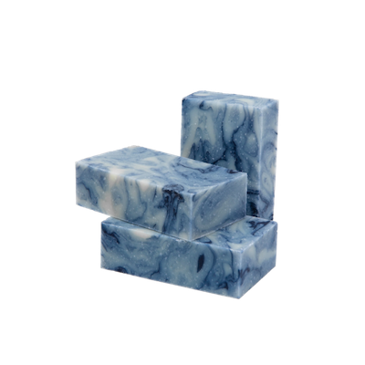 Mediterranean (white and blue swirls) essential oil scented body wash - men's natural bar soap made with organic ingredients