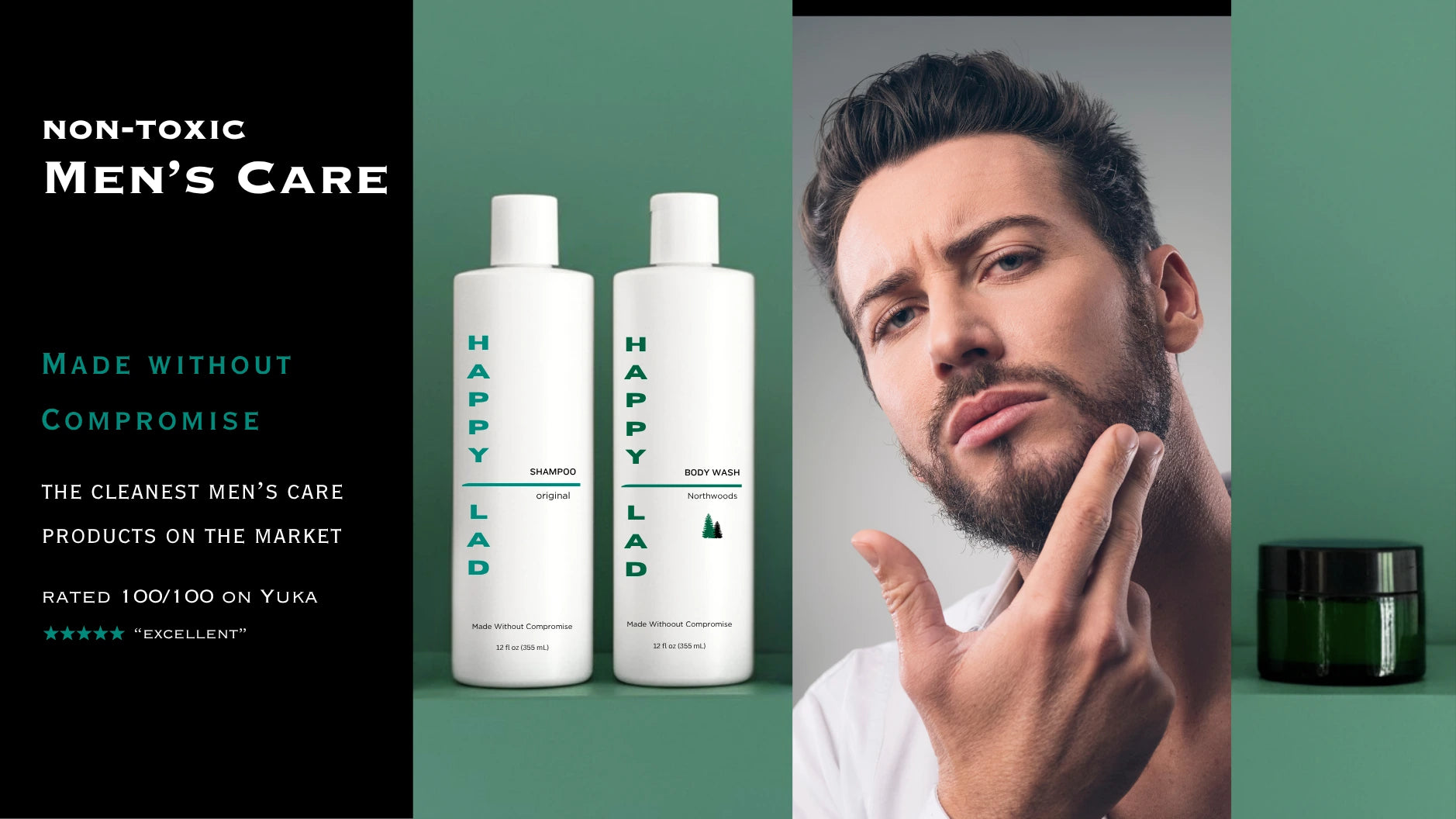 Natural Products made without compromise. Non toxic soap for men. Happy Lad is the cleanest mens care products on the market Banner Photo. 