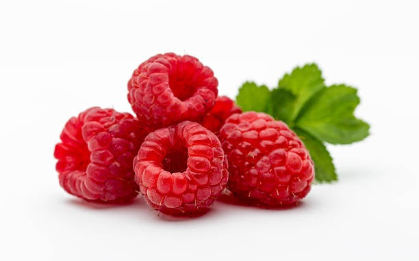 Photo of natural/organic red raspberries for key ingredients of Happy Lad's all-natural face moisturizer.