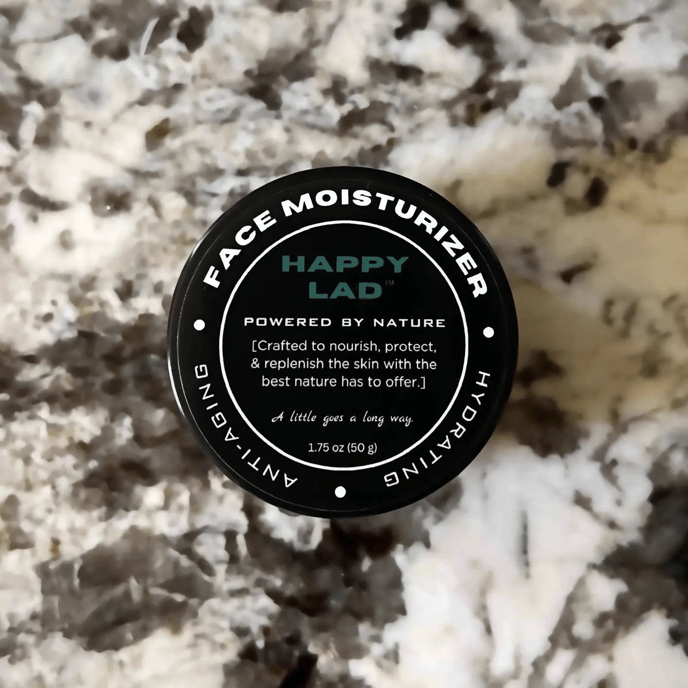 Natural face moisturizer labeled hydrating and anti aging. The best natural face moisturizer for men by Happy Lad